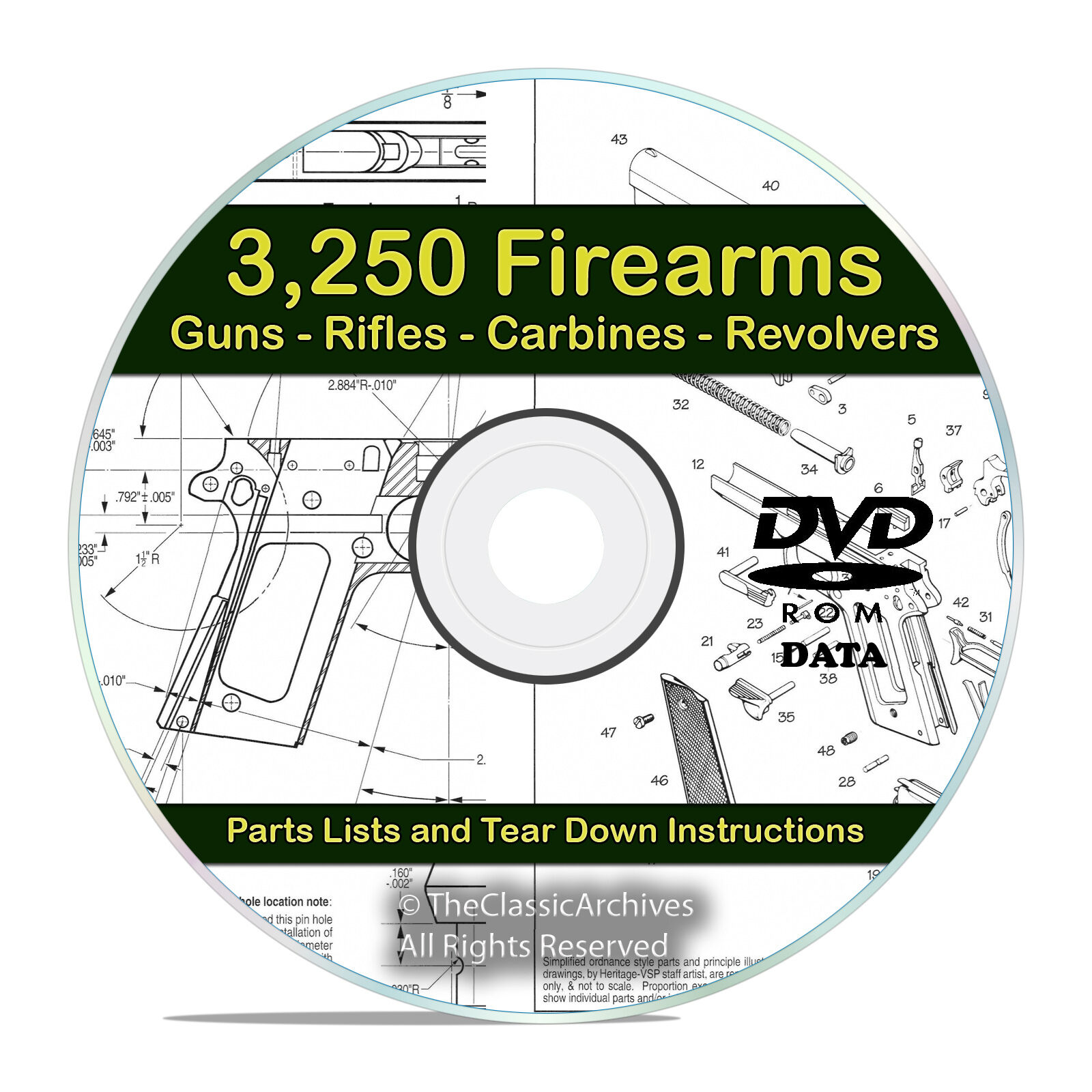 3250 Gun Rifle Pistol Firearm Shotgun Handgun Manuals, Tear Down Guides DVD V21