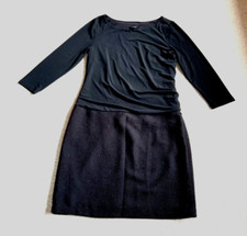 Womens Dress-ANN TAYLOR-black stretch knit lined contrasting bodice/skirt 3/4-6