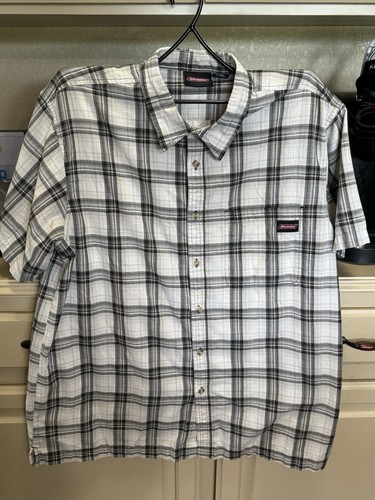 Dickies Camicia Uomo SS Tessuto Grigio/Nero Plaid Bottoni Lavoro Casual (XL 46 - 48)