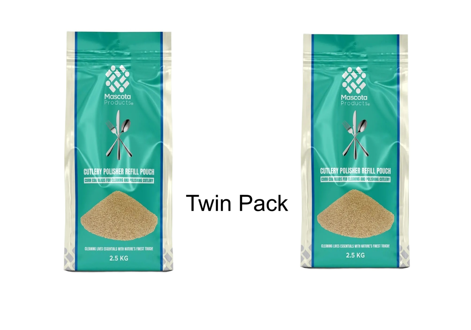 Cutlery Polishers Refill Corn cob Polishing Beads Cutlery  2.5kg Twin Pack