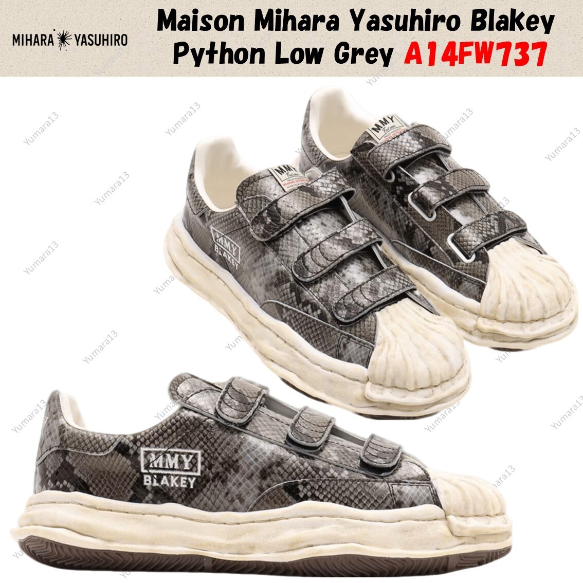 Maison Mihara Yasuhiro Blakey Python Low Grey A14FW737 | eBay
