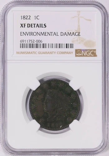 1822 Coronet Head Large Cent 1c Matron NGC XF Details