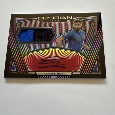 Olivier Giroud 2019-20 Panini Obsidian Red Patch Jersey Auto 16/22 FRANCE