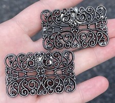 Vintage Gray Steel Colored Metal Shoe Clips Victorian Style Ornate
