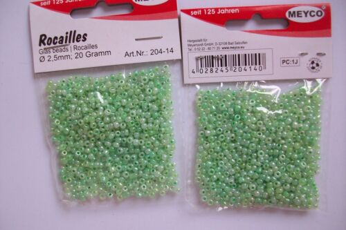 Meyco Rocailles - Stickperlen 2,5 mm perlmutt grün - 2 x 20 Gramm - wie Bild - Bild 1 von 1