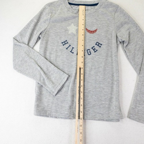 Tommy Hilfiger Shirt Girls Large 12 - 14 Gray Long Sleeve Crew Neck Kids Youth - Picture 4 of 9