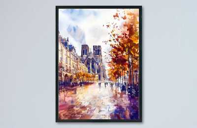 Reims Aquarell Poster Reims Reisedruck Frankreich Wandbild Reims Kathedrale Deko