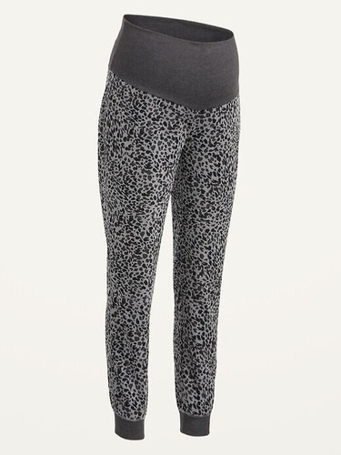 Old Navy Rollover Waist Maternity Jogger Sweatpants Size S- Grey Animal Print - Picture 2 of 3