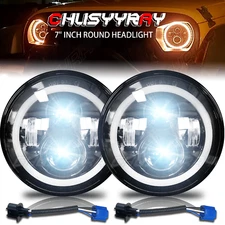 For Freightliner Coronado 2001-2016 Round 7" LED Headlights Turn Signal Halo DRL