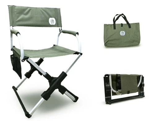 YTZ Outdoor Pico Arm Chair, Folding Director's Chair with Carry Bag Army Green