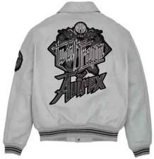 Mens Avirex Genuine Cowhide Leather Bomber Jacket American Flight Leather Jacket