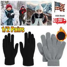 2x Winter Magic Gloves Men's And Women's Adult Knitted Warm Soft Elastic Gloves