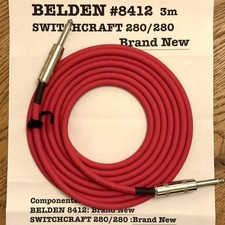 10 ft BELDEN 8412 Guitar Cable Red with Switchcraft 280/280 Assembled in Tokyo