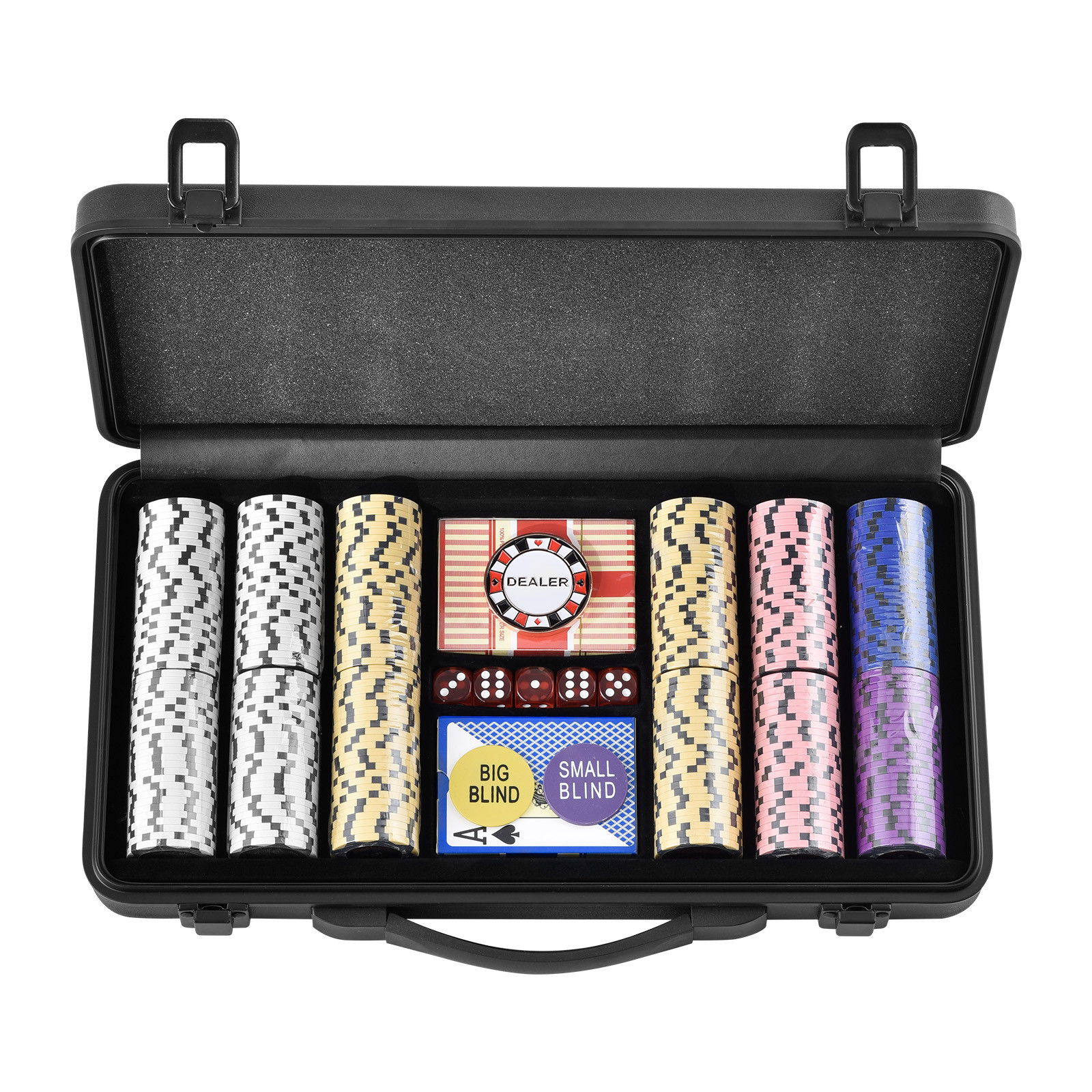 VEVOR 300-Piece Poker Chip Set with Case Texas Holdem Cards 14g Casino Chips