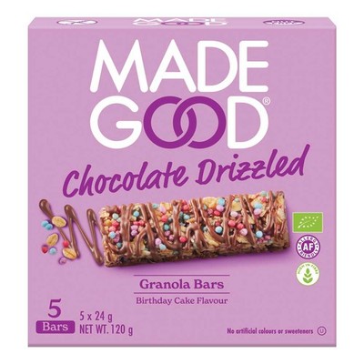 Granola Riegel Chocolate Drizzled - Birthday Cake Flavour 120g | MADEGOOD