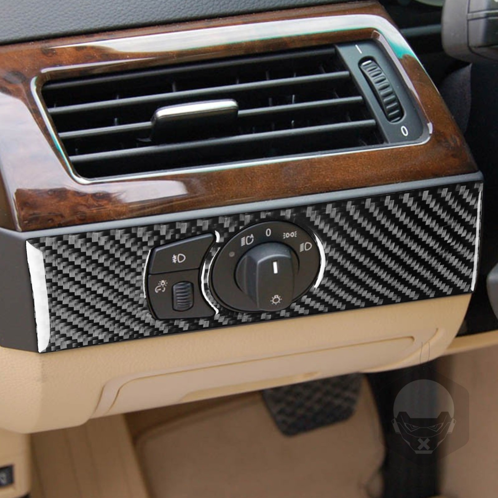 Headlight Switch Panel Cover Trim For BMW 5 Series E60 2004-10 Real Carbon Fiber