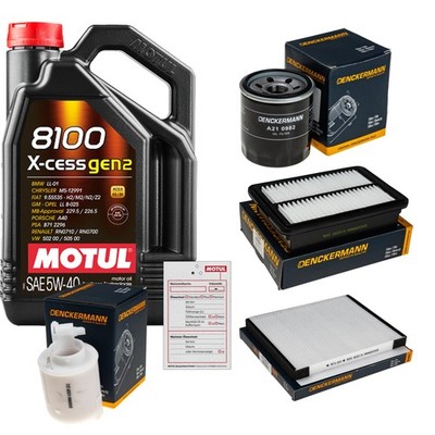 DENCKERMANN Inspektionspaket 5L MOTUL 8100 X-CESS 5W-40 für KIA Proceed 1.0