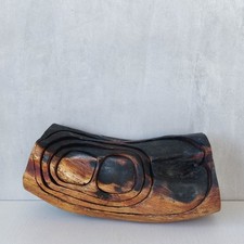 Unusual sculptural stacking wooden bowls log shaped organic