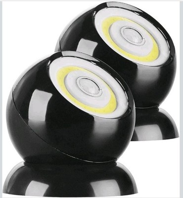 Luminea 2 x 200 Lumen Wireless COB LED Motion Sensor Lights WL-420 Black