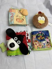 Baby Soft Cloth Books Bundle Lot 4 Sensory Crinkle Teether Toy Books