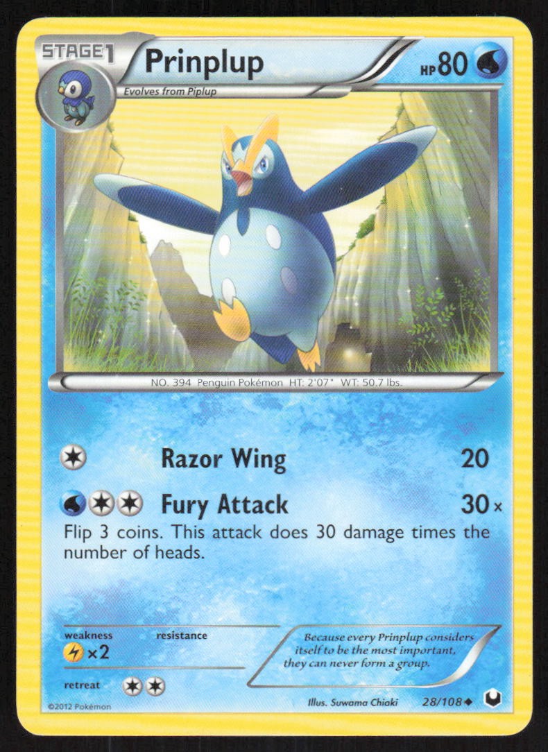 Prinplup 28/108 LP Dark Explorers Pokemon Card