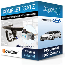 Für Hyundai i30 Coupe 13- TOWCAR Anhängerkupplung abnehmbar + 13polig E-Satz AHK