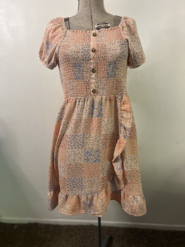 Wonder Nation Girls Floral Dress Size XL 14-16 Elastic Top Flowing Bottom Ruffle