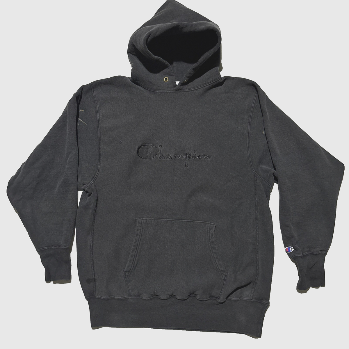 Vintage 80s 90s Champion Reverse Weave Black XXL Hoodie Spell Out