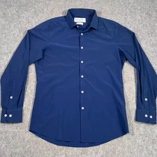 Mizzen + Main Blue Trim Fit Long Sleeve Button Down Shirt Men's Size Large