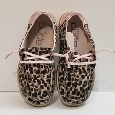 Hey Dude US Y1 L2 Girls Wendy Leo Nut Leopard Slip On Youth Sz 1 Gold Brown