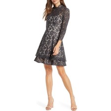NWT Eliza J Charcoal Gray Lace Fit & Flare Dress Size 6 Sold at Nordstrom