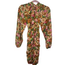 Lush Open Back Ruched Sheath Flora Mini Dress Mock Tie Neck Size Small NWT