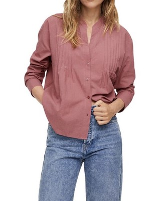 Mango Pintuck Button-Down Blouse Size S