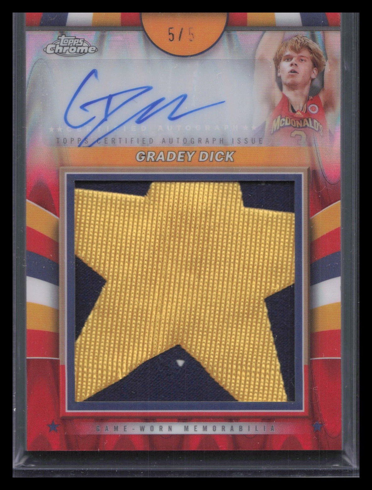 Gradey Dick Patch Autograph Red /5 2024 Topps Chrome McDonald's AA #GPA-GD