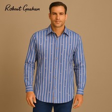 Robert Graham Freshly Laundered Blue Casual Long Sleeve Button Down Shirt 2X 2XL