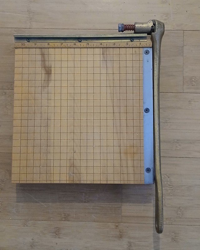 Vintage Paper Cutter Guillotine Ingento Wood Made In U.S.A.
