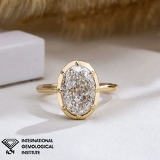 3.00Ct Lab Grown Oval Diamond Solitaire Engagement Ring In Yellow Gold IGI D/VS1