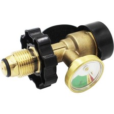 Propane Hose Adapter w/Temperature Control Gauge for 50-100lbs Cylinder POL to Q