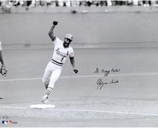 Ozzie Smith StL Cardinals Signed 16x20 '85 NLCS Photo with Go Crazy Folks! Insc