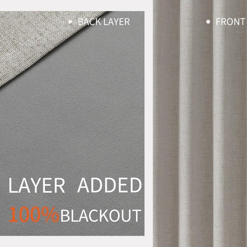 100% Blackout Curtains 63 Inch Length, Living Room Curtains 2 Panels Set, Roo... - Picture 3 of 9