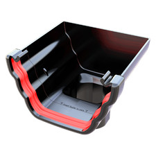 uPVC Black OG Ogee Gutter Stopend Outlet - Freefoam