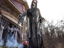 10' Towering Reaper Animated Prop Halloween Haunted House Grim Skeleton