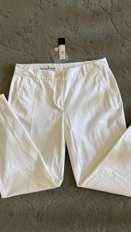 Talbots Women’s White Chino Pants Straight Leg Cotton Stretch 31" Inseam