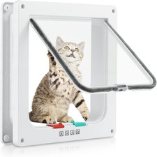 Cat Door for Interior Exterior Door, 4-Way Locking Flap L, Outer Size 9.8" X 9