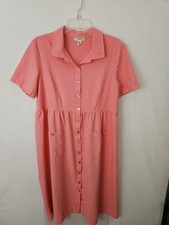 Apppleseed's PL Women's Cotton Dress Button Closure Pockets Cottage Core Orange