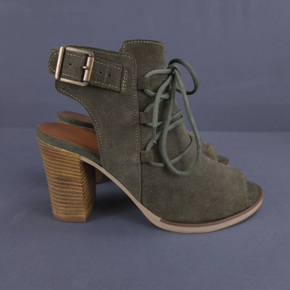 Bella Vita Womens  Ankle Block Heel Peep Toe Back Strap Olive Suede Pruitaly 7M - Image 4 of 4