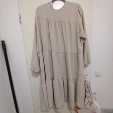 Damen Maxikleid Tesettür Langarmkleid 48/50 beige bech Xxl