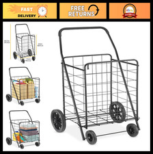 Extra Large Foldable Shopping Cart with Wheels, 100 Lb Capacity, Heavy Duty Trol