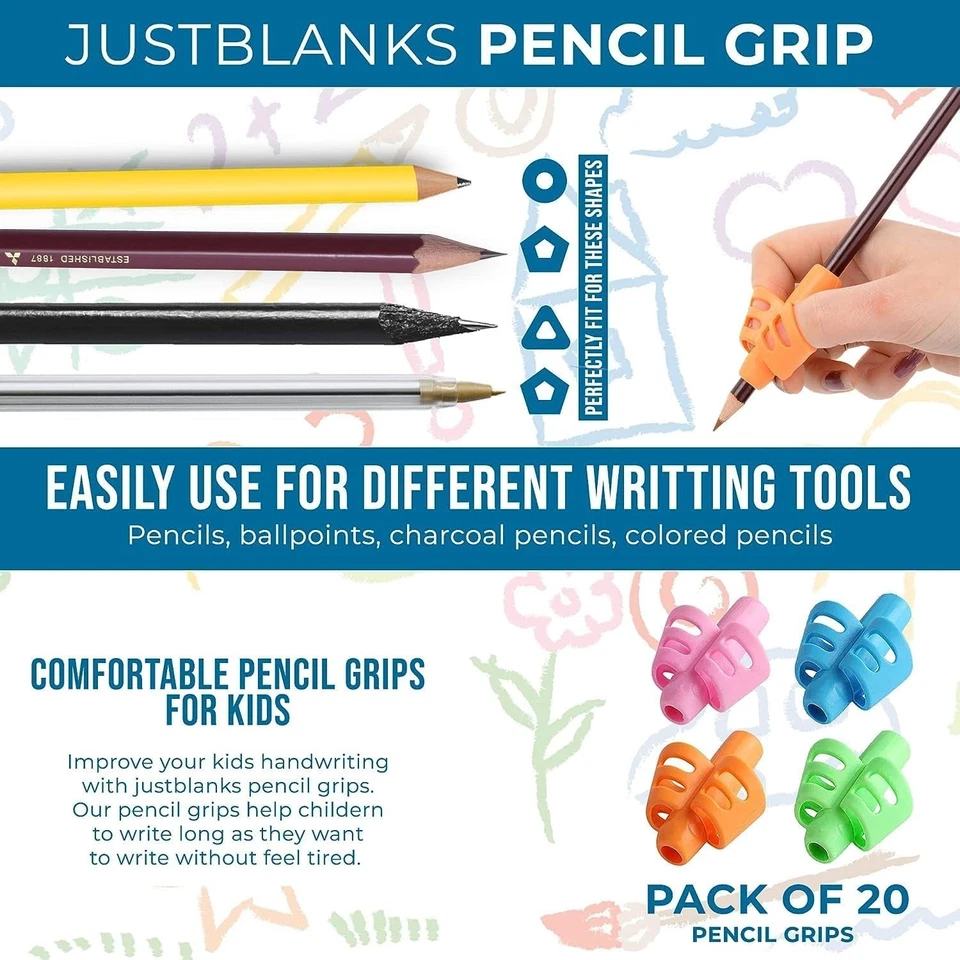 JustBlanks Kids 20/40/60/80/100 Pieces Writing Correction 2 Fingers Pencil Grips - Image 4 of 4