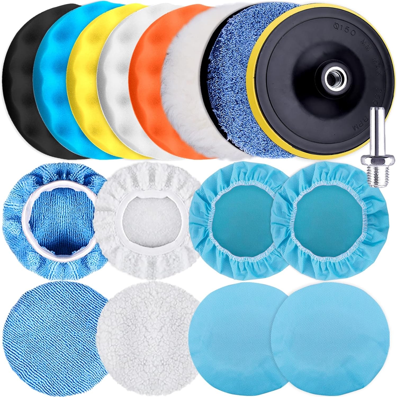 17 Pieces 3 Inch Buffing Pads Foam Polishing Pad Wax Buffer 
